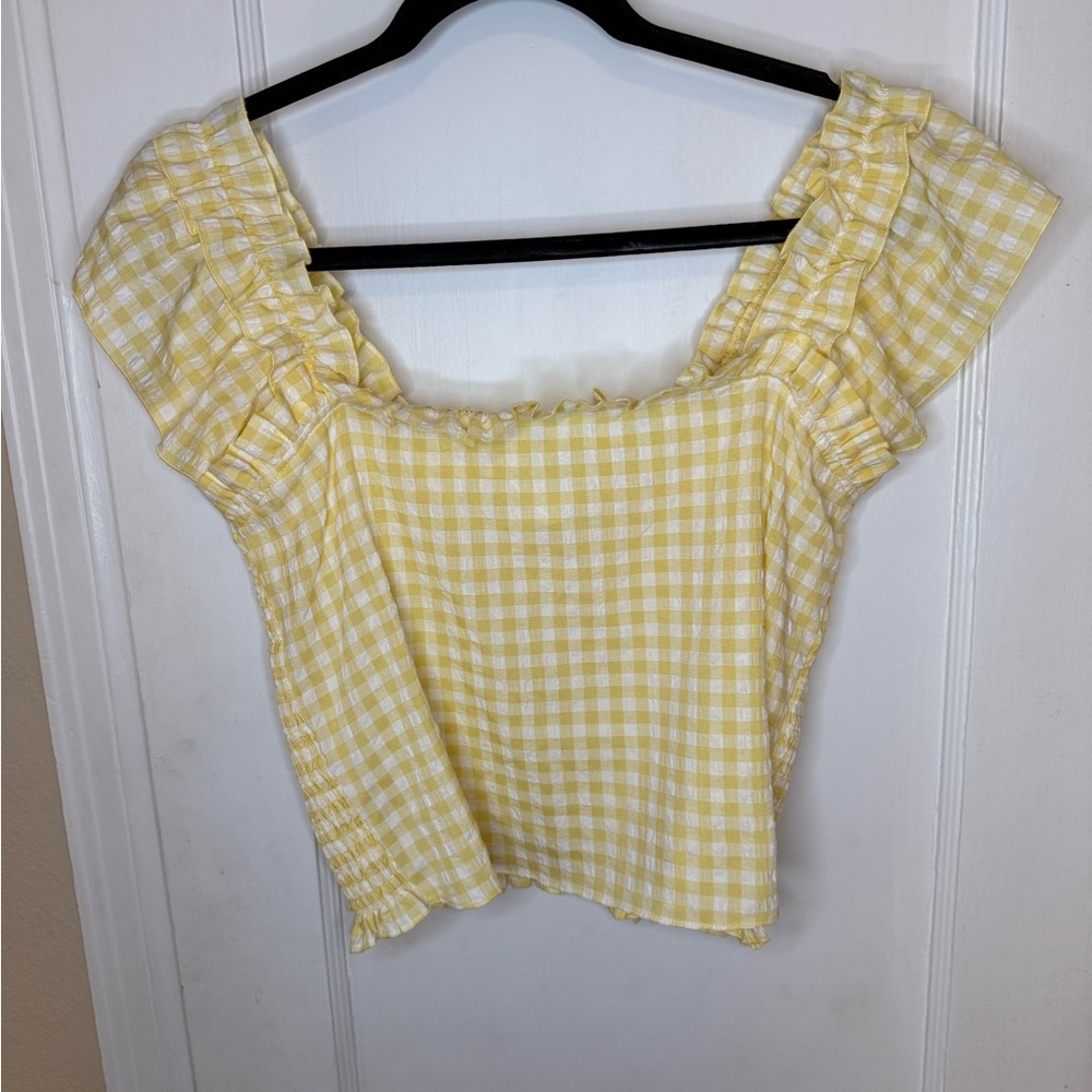 Sundays Yellow Gingham Checkered patter top size L